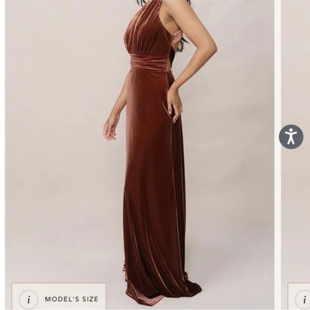 Revelry Dylan Velvet Terracotta Bridesmaid Maxi Dress Size 8 - Picture 2 of 7